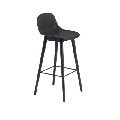 FIBER barstool wood base with backrest