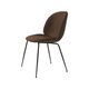 Beetle dining chair stoel bruin bruine bekleding stoffering zwart lederen leren bies zwarte pootjes voorzijde 1024x1024